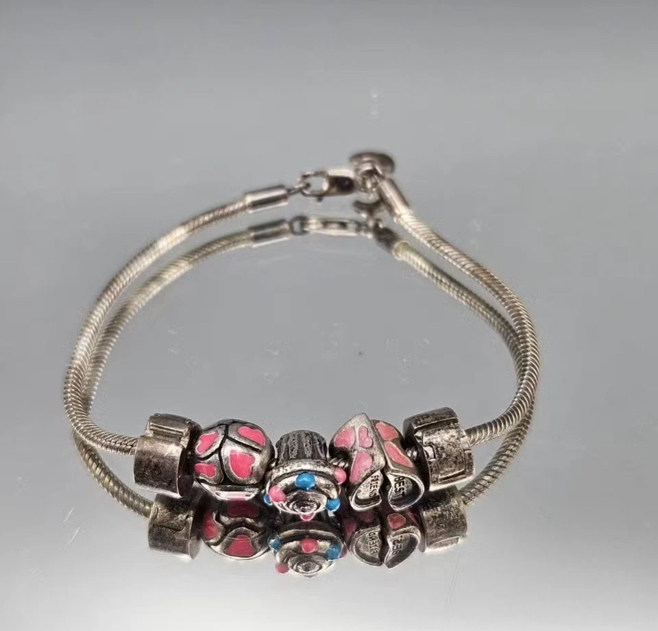 Auténtico Pandora Plata de Ley con 6 piezas 925 Dijes Pulsera De Colección  Foto 1 de 4