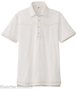 MICHAEL BASTIAN x UNIQLO 'Western Stitch' Washed Piqué Polo Shirt Mens L Wht NWT - Picture 1 of 19