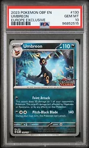 PSA 10 Umbreon 130/197 Obsidian Flames Sello Europa Exclusivo Pokemon Promo - Imagen 1 de 2