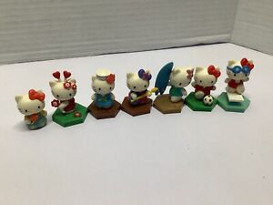 Hello Kitty Mini Figurines 2"" Vintage 1976/2007 Sanrio - Lot de 7 Cake Topper