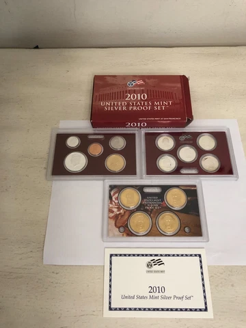 2010-S United States Mint 90% Silver Proof Set with Original Box & COA 14 Coins Cover