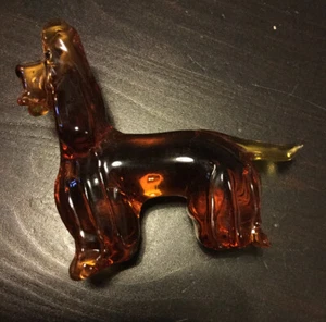 Bernstein Glas Hund. Pudel? Vintage. Massiv. Retro Kitsch - Bild 1 von 7