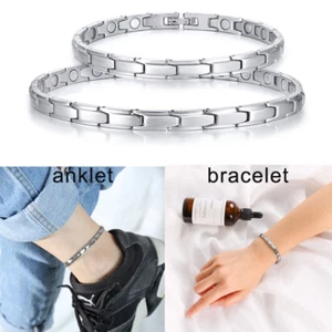 Silver Women Health Magnetic Therapy Bracelet Healing Energy Chain Ankle Anklet - Picture 1 of 15