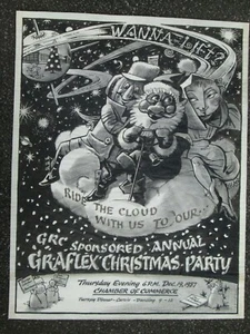 (3) Carteles de arte original de los años 50, fiesta de Navidad Graflex de S P Wickert Rochester NY - Imagen 1 de 7