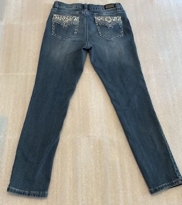 EARL JEAN Women Skinny 8P Bedazzled 5 pocket Denim Wash Stretch Low Rise - Image 1 of 4