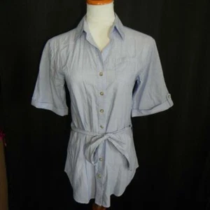 New THE LIMITED sz XS OUTBACK RED Chambray Blue Cotton Tunic Blouse w Tie A21 - Picture 1 of 8