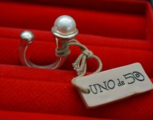 NWT Uno De 50 OSTRAS! Pearl Silver RETIRED Open Ring 6 7 7.5 8 8.5 9 S M L XL 