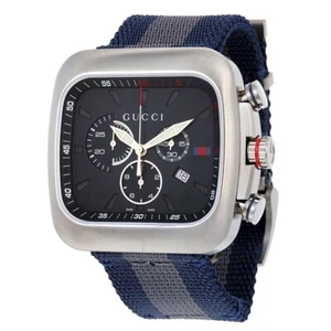 RARE Genuine GUCCI Coupe 44mm Chronograph Blue Grey Square Mens Watch YA131203 - Picture 1 of 7