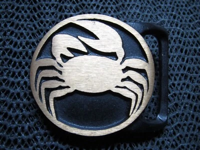 TECH ETHER GUILD CANGREJO LATÓN HIPPIE HEBILLA DE CINTURÓN! ¡VINTAGE! RARO! 1975! MARISCOS USA Foto 1 de 4