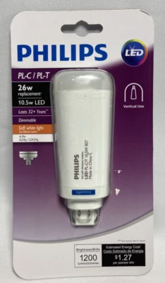 New Philips 26w Equivalent PL-C PL-T 4-Pin Vertical LED Tube Lightbulb  - Image 1 of 2