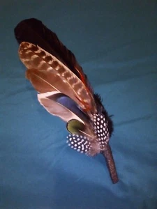 Large 12” Shaman Prayer Fan + Free Handheld Incense Stick for smudging - Picture 1 of 2