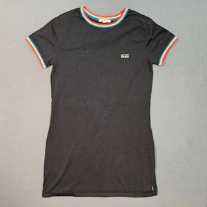 Vans Black T-Shirt Dress Women's Medium Casual Cotton Logo Neck Band Streetwear - Picture 1 of 9