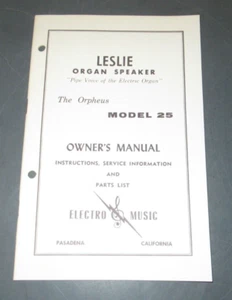 ORIGINAL LESLIE MODEL 25 SPEAKER SERVICE OWNER'S MANUAL - Picture 1 of 3
