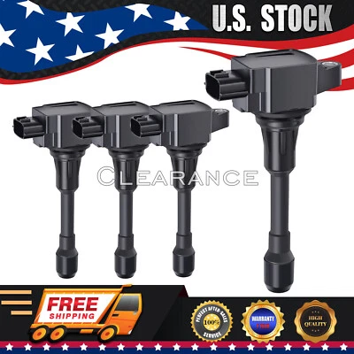 Set of 4 Ignition Coils for Nissan Altima Sentra Cube Rogue UF-549 22448-ED000 - Image 1 of 4