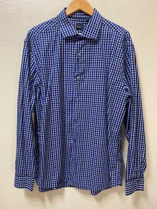 Camisa SAKS FIVE AVENUE NEGRA con botones para hombre XXL 100 % ALGODÓN cuadros azules - Imagen 1 de 4