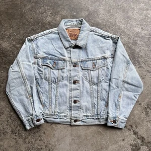 Vintage 90s Levi’s 57598 Denim Trucker Jacket Youth Size Medium Blue 12/14 - Picture 1 of 6