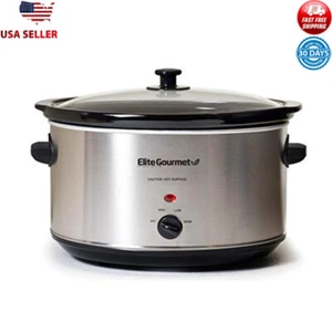 Slow Cooker 8.5 Quart Removable Stoneware Dishwasher Safe Adjustable Settings US - Picture 1 of 8