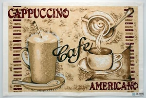 Juego de 6 manteles individuales para mesa de desayuno con temática de capuchino de café 100 % algodón 13" x 19" - Imagen 1 de 1
