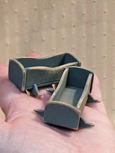 ARTISAN MADE PAIR OF VINTAGE ROCKING CRADLES FOR MINIATURE DOLLHOUSE - Picture 1 of 12