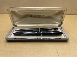 Vintage Sheaffers Black Writing Fountain Pen Mechanical Pencil Set in Box - Picture 1 of 7