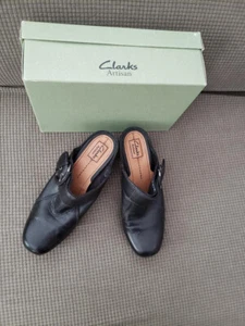 Clarks Artisan Woman Shoes 11M slip-on boot style black leather 2.5" heels NIB - Picture 1 of 5