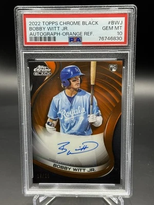 2022 Topps Chrome Black  Bobby Witt Orange Refractor Rookie Auto # 10/25 PSA 10 - Image 1 of 3
