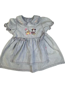Vintage Disney Baby Mickey & Co 80's - 90's Dress Baby Girl 18 Mos Blue Minnie - Picture 1 of 12