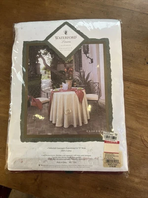 70 X 126 WATERFORD TABLECLOTH CRYSTAL CO. LUXURY ART DECO MOTIF EMBER RED NEW - Image 1 of 4