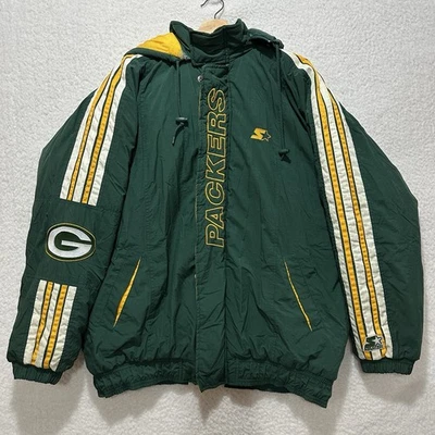Vtg Green Bay Packers Hooded 90s Starter NFL Football Team Coat Jacket Mens XL - Image 1 of 4