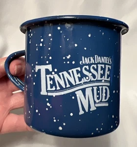 Taza Jack Daniels Tennessee Barro Azul Metal Esmalte Moteado Receta NUEVO - Imagen 1 de 4