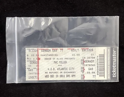 Билет на концерт Mac Miller Blue Slide Park 12/28/11 House Of Blues AC NJ - Изображение 1 из 2