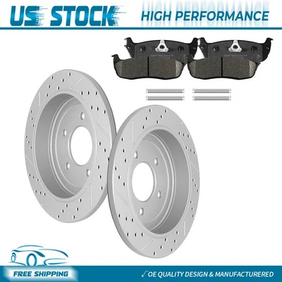 Rotores de freno de disco perforados traseros + pastillas de cerámica para Ford F-150 Expedition 1999-2002 Foto 1 de 4
