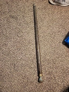 Vintage Hand Carved Wood & Brass End, Walking Stick / Cane & Hidden Pool Cue - Picture 1 of 6