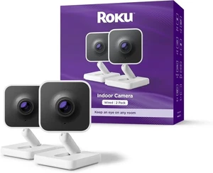 Roku Telecamera da Interno - Sicurezza Domestica - Confezione da 2, Telecamera di Sicurezza Cablata e Monitor per Animali Domestici - Foto 1 di 4
