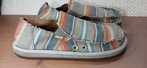 Sanuk Donna Multi Colored Striped Soft Top Slip On Shoes Loafers Sidewalk Size 7 - Picture 1 of 15