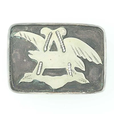 Nativi Americani Cintura Fibbia - Argento Sterling Su Anheuser-Busch Birra - Immagine 1 di 4