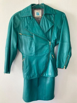 Falda y chaqueta de cuero Tannery West vintage años 80 Foto 1 de 4