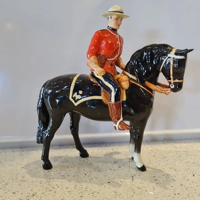 Beswick Canadian Mountie ModelNo 1375 Black Horse Gloss Finish 21cm - Image 1 of 4