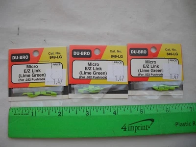 Lot of 3 Du-Bro 849-LG Micro E/Z Link, Green, for .032 Pushrods, RC R/C Airplane - Image 1 of 4