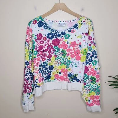 Champion | 五颜六色花卉短船领套衫带生缝,尺寸 L — 第 1/4 张图片