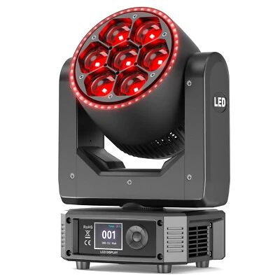 BEE EYE Zoom 7LED RGBW Moving Head Stage Light DMX Beam Wash DJ Disco Lighting - Image 1 of 4