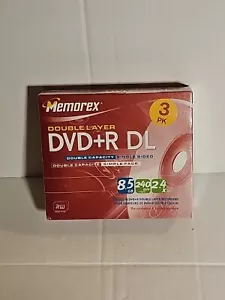 Memorex 2.4x 8.5 GB Double Layer DVD+R Pack (3 Discs) Brand New Factory Sealed - Picture 1 of 2