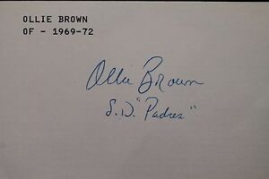 Ollie Brown Padres  '69-72 (d.15) Autographed 3x5 Signed Index Card JSA 17D