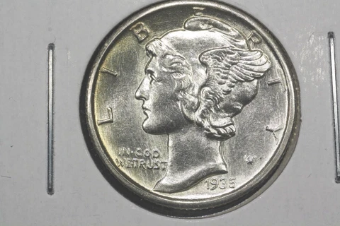 1935-D Mercury Dime, Near Gem BU FSB Cover