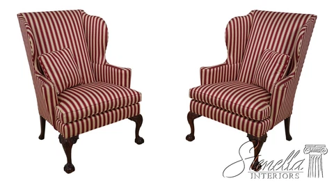 60903EC: Pair SOUTHWOOD Ball & Claw Mahogany Wing Chairs Cover