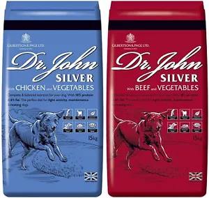 Dr. John Silver Dry Dog Food 2 pack (30kg) - 1 x 15kg Chicken 1 x 15kg Beef - Picture 1 of 8