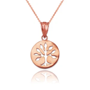 Collar con dije medallón árbol de la vida oro rosa - Imagen 1 de 8