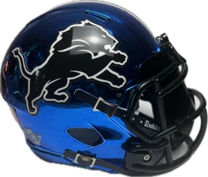 Detroit Lions Blue Chrome Mini Helmet with visor - Picture 1 of 7