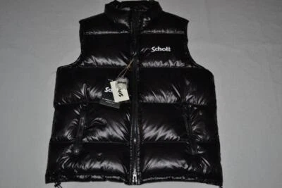 AUTHENTIC Schott NYC Nylon Down Filled Vest BLACK ALL SIZES BRAND NEW - Image 1 of 4