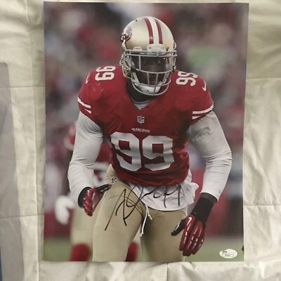 Aldon Smith 亲笔签名旧金山 49 人队 11x14 JSA #J61041。 — 第 1/4 张图片